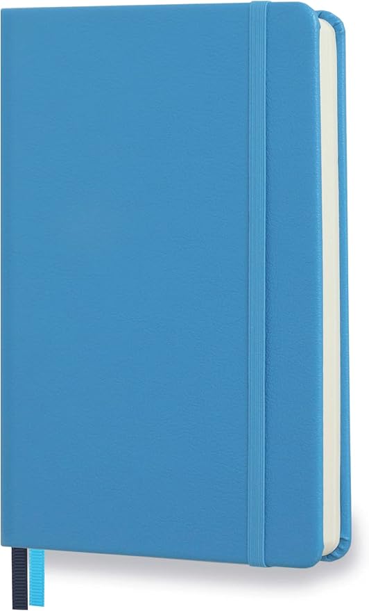 Minimalism Art, Premium Hard Cover Notebook Journal, Classic 5" x 8.3", 122 Numbered Pages, Gusseted Pocket, Ribbon Bookmark, Extra Thick Ink-Proof Paper 120gsm, San Francisco (Plain, Blue)