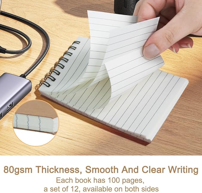 12 Pack 3x5" Mini Notebook, Small Spiral College Ruled Notepad for School | Pocket Notebook, Small Notebooks, Pocket Notepads, Lined Note Pads for Home Office Work Travel Meetings Travel Note Taking