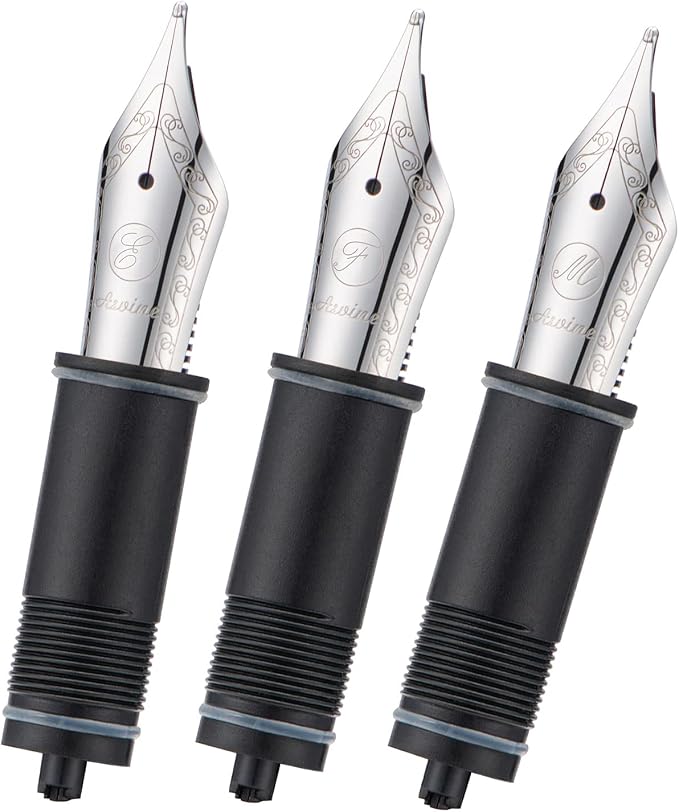 Asvine 3 PCS Fountain Pen Replaced Nibs, Silver #6 EF/F/M Nib V169, P20, P30 and V126