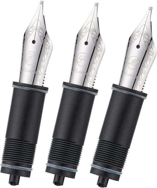 Asvine 3 PCS Fountain Pen Replaced Nibs, Silver #6 EF/F/M Nib V169, P20, P30 and V126