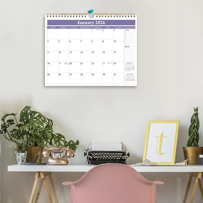 2026 Calendar - Calendar 2026 from Apirl 2026 - December 2026, Wall Calendar 2026 with Thick Paper, 11.5" x 14.5", Purple