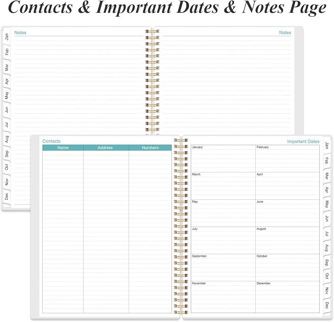 2026 Planner - Planner 2026 from January 2026 to December 2026 with 12 Monthly Tabs, Flexible Cover, Inner Pocket, 8.5" x 11", Rose Leaf