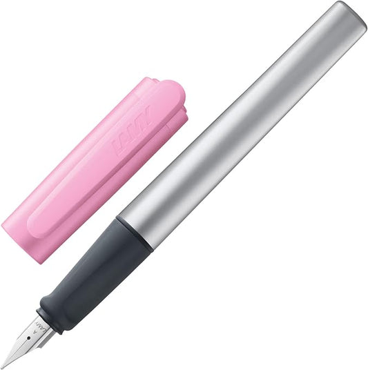 LAMY nexx rose – Fountain Pen with slip-proof grip & polished steel nib in size A - triangular aluminum body - including LAMY T 10 blue cartridge - Right-Handed