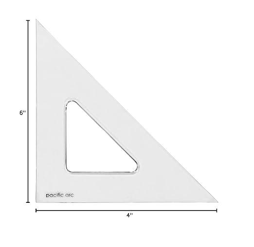 Pacific Arc's Scholastic Triangle - 6 inch - Clear - 45/90 Angle - Plain Edge - Polystyrene - Technical Drawing Tools, Drafting, Architect and Engineering.
