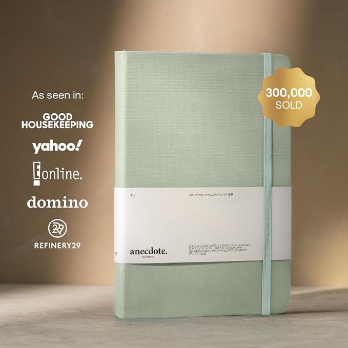 Anecdote Daily Planner w/ 2026-2027 Calendar | Start Anytime 26 Weeks Undated | 1 Page per Day | 8.5" x 5.2" | Hardcover To-Do List Organizer, Plan Your Success, Achieve Productivity Goals (Dutch Blue)