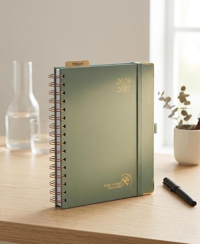 POPRUN 2026-2027 Weekly Planner 6.25" x 8.5" Weekly and Monthly Planner | Jul 2026 - Jun 2027 Daily Agenda Book with Hourly Schedule, Tabs, Hardcover, School and Office Supplies - Midnight Green