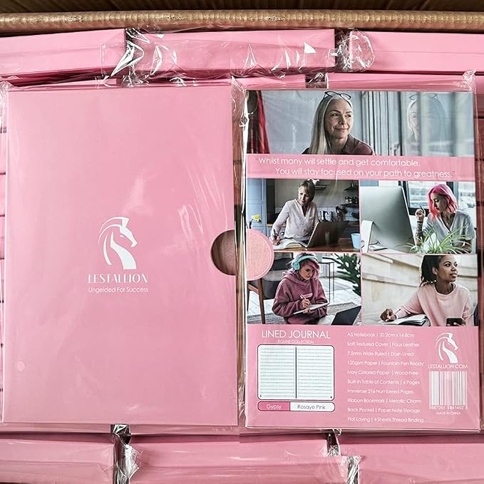 LeStallion Baby Pink Notebook, Pink Journal For Women - A5 120GSM | 211 Numbered Pages | Table Contents | Soft Cover | Faux Leather Girls Journal