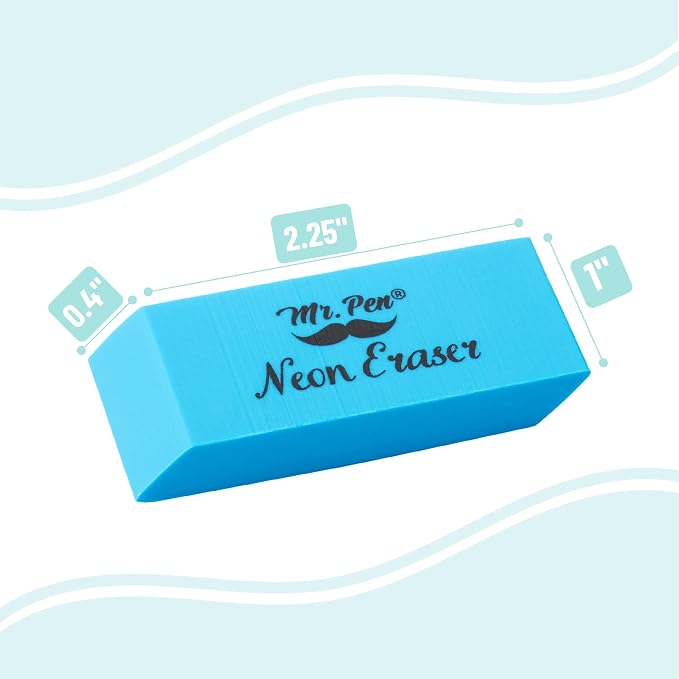 Mr. Pen- Pencil Eraser, 48 Pack, Neon Colors | Large Latex Free Block Erasers Bulk for School, Office, Art Sketching, Homework, Exams, Clean Smudge-Free Correction
