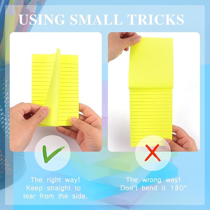Early Buy Lined Sticky Notes, 4x6 in, 6 Bright Color, 6 Pads, 45 Sheets/Pad | Self-stick Repositionable Design, Great for Lists, Memos, and Daily Organization