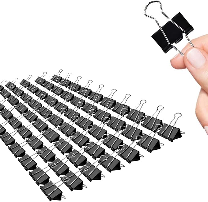 Binder Clips 1 Inch, 72 Pack, Black, Standard 25mm Clamps, Capacity 0.47 Inch, Office Clips, Made of Strong Steel