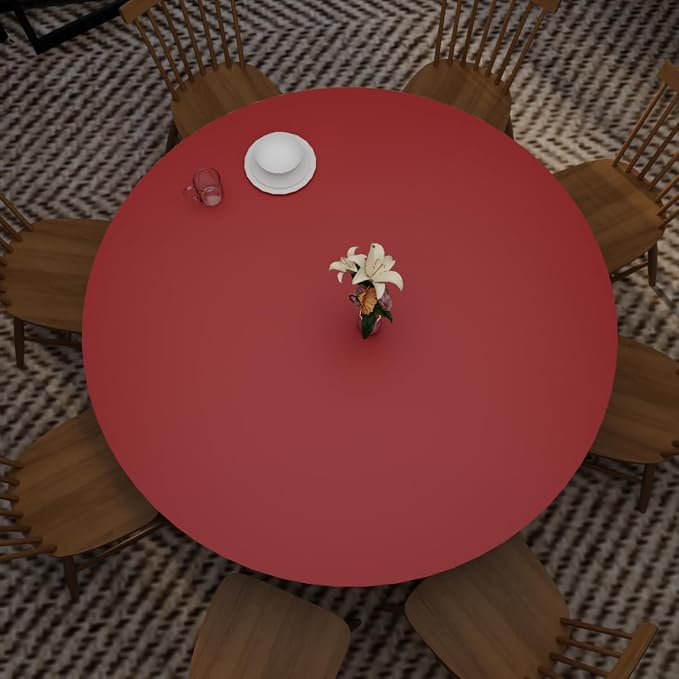Round Table Pad - Can Be Used On Both Sides Waterproof and Easy to Clean Good Flatness Used for Dining Table(Black+Wine Red Dia.40Inch)