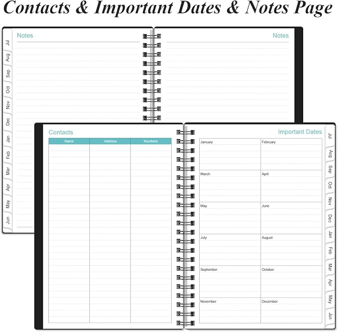 Planner 2026-2027 - A5 Weekly & Monthly Planner Spiral Bound, July 2026 - June 2027, with Flexible Cover, Tabs, Inner Pocket, 6.4" x 8.5", Black