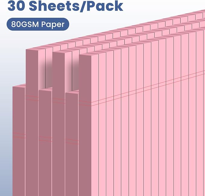 6pcs Small Note Pads, Pink Notepads 5x8 College Ruled Notebook, Writing Pads 5 x 8, Legal Pads, Pad Paper Perforate Notebooks for Work, Message, School, Office Supplies,30 Sheets/Pack