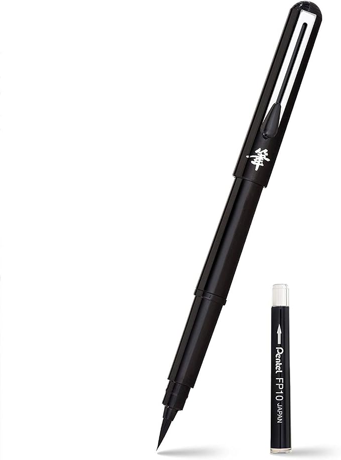 Pentel Arts Pocket Brush Pen with Refills, 1 Pen & 2 Refills