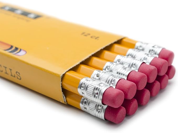 SKKSTATIONERY 144 Count Pre-sharpened #2 Pencils with Erasers – Bulk Yellow HB Lead Pencils for Classroom, Home & Back to School – No.2 Pencil Box, 144/Box