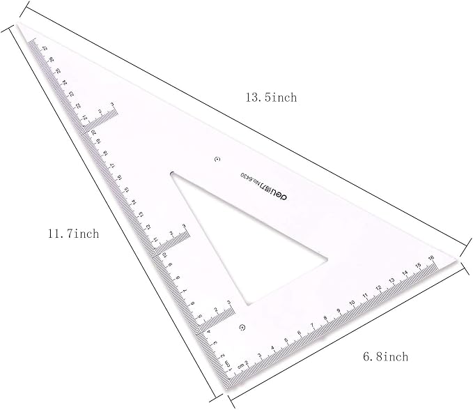 Large Triangle Ruler Square Set,Triangle Protractor,2 Pieces (Size 3)