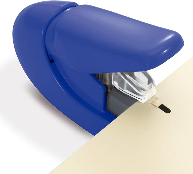 Plus Paper Clinch Compact Staple-Free Stapler, Heavy Duty, Navy Blue