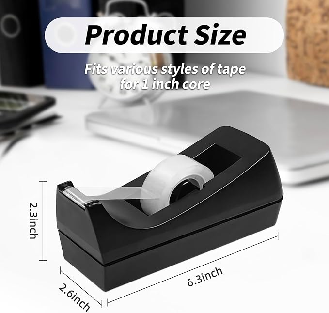 10 Pack Black Desktop Tape Dispensers Bulk Tape Roll Dispenser Non Skid Base Desk Tape Holder for Office Home School (No Tape Included)