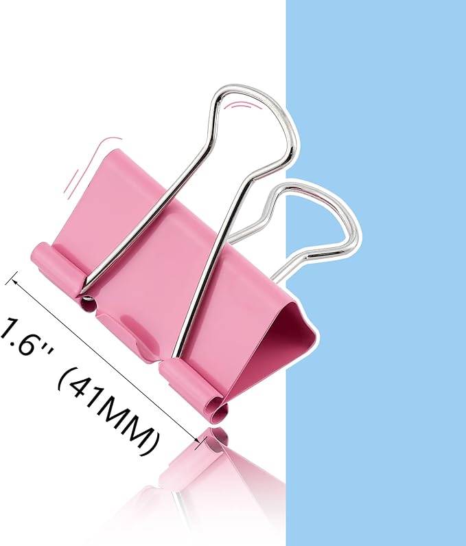 Binder Clips 24 PCS,1.6 in, Office Supplies, Office Metal Paper Binder Clip, Paper Clamps
