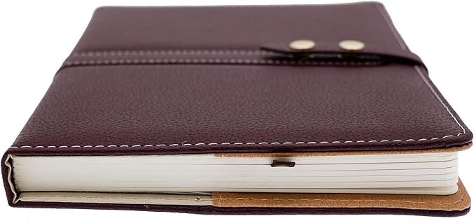 Hardcover Notebook Set - Thick Classic Ruled Notebook with Pen Loop and Pen, A5 192 Pages, Soft Faux Leather Hardcover Cover with Buckle(Maroon)