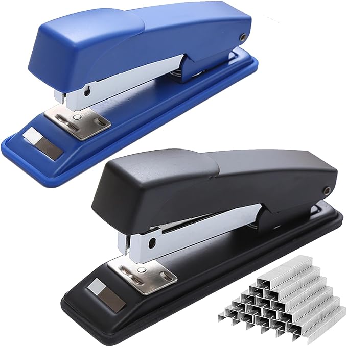 smilixin 2 Pieces Stapler,25 Sheet Capacity Staplers with 2000 Standard Staples,Desktop Staplers Heavy Duty,Office Standard Stapler for School Office,Black & Blue