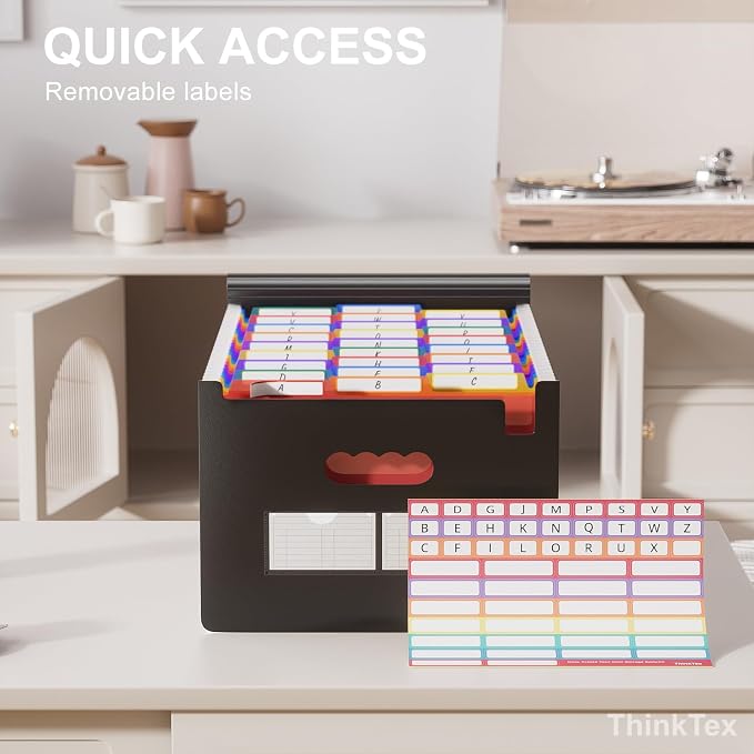 ThinkTex 26 Pockets Expandable File Folders, Accordion File Organizer | with 3 A-Z Alphabet Colored Tabs, Letter/A4 Size, Paper Coupon Bill Receipt Organizer for Classroom, Office Organization