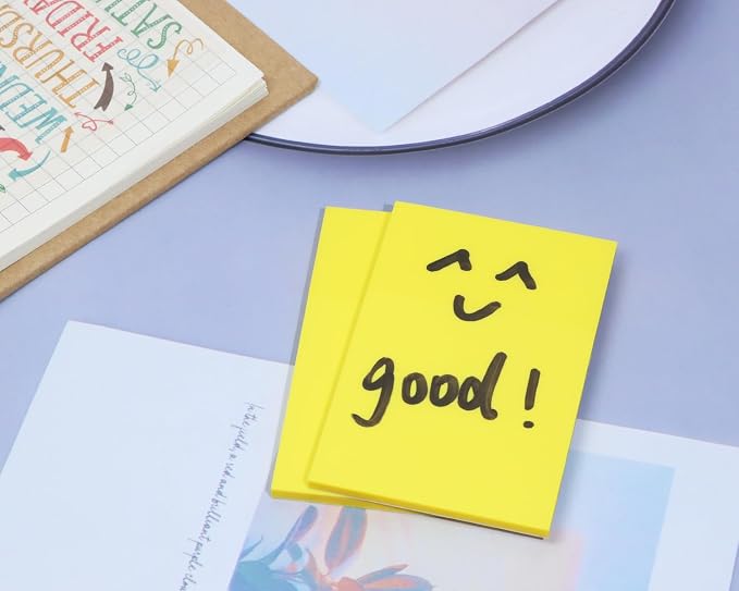 ONLYKXY 2 Pack Rectangle Transparent Sticky Notes 2.95x1.96inch Waterproof Index Sticker Self-Stick Book Tabs 100 Sheets PET Markers Sticky Notes Pad (Yellow)