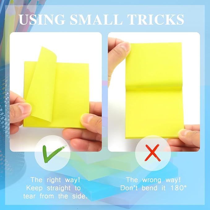 Early Buy 24 Pack Sticky Notes, 3×3 in, 8 Bright Colors, 60 Sheets per Pad | Self-Adhesive Notes, for Office, School, and Home Planning