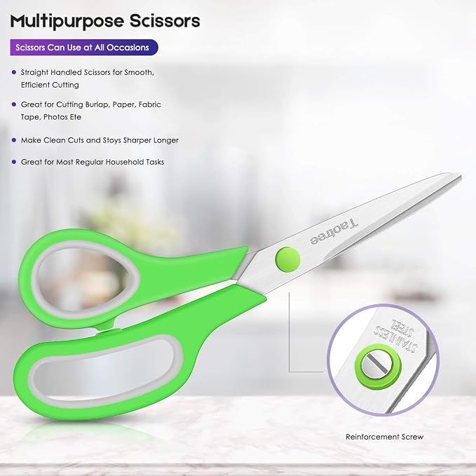 Scissors Bulk Set of 60-Pack, Taotree 8"Scissors All Purpose Heavy Duty | Sharp Shears for Office School Supplies, School Student Teacher Classroom Office Desk Craft Sewing Fabric, Right/Left Handed