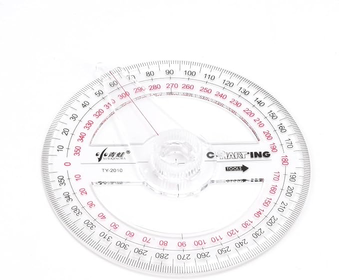 360° Protractor Set (20-Pack) – Clear Plastic Math Protractors for Geometry, Drafting & Angle Measurement – 4-Inch Swing Arm Protractor Ruler for Students, Engineers & Artists