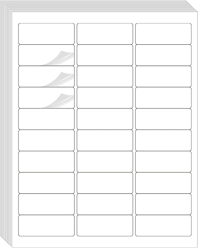 1" x 2-5/8" Address Labels 600 Labels Sticker Paper for Laser/Inkjet Printer Mailing Labels 8.5"×11"-White/20 Sheet