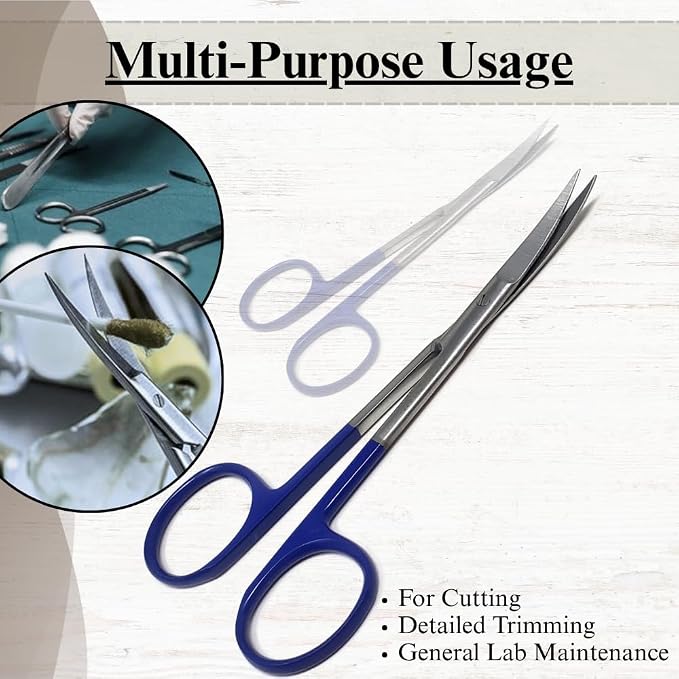 Premium Iris Scissors Micro Dissecting Scissors Curved 4.5" with Fine Sharp Blades Made of Stainless Steel Medical Surgical Tools (Blue Handle)