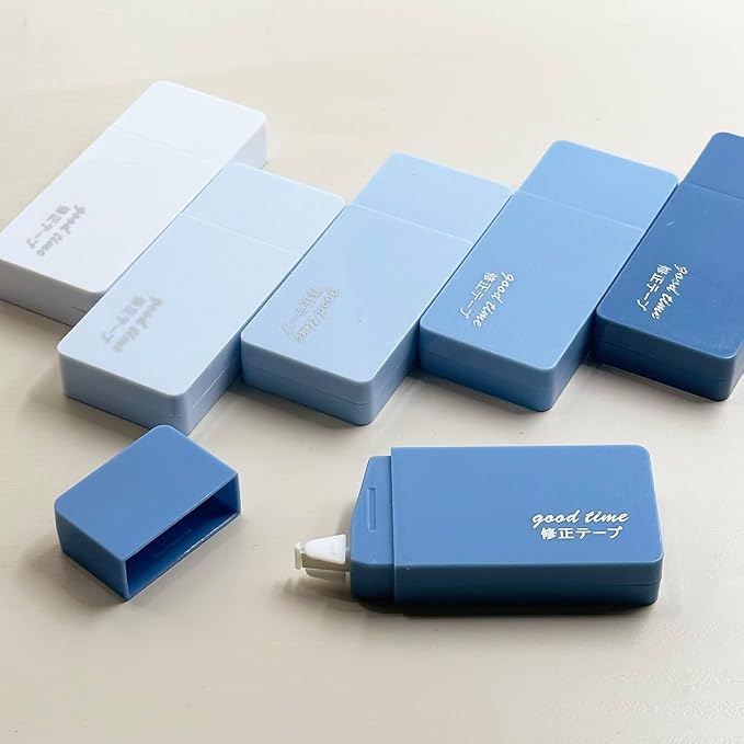 LOPURO White Correction Tape, 6Pcs Cute White Out Correction Tape,Pastel Color Correction Tapes Eraser Easy to Use Instant Applicator for School Office Home Aesthetic Supplies (Blue)