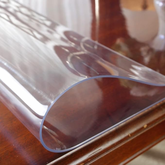OstepDecor Clear Table Cover Protector 24 x 60 Inch, 1.5mm Thick Plastic Table Cover, Dining Table Protector Pad, Waterproof & Easy Cleaning PVC Desk Mat for Dresser, Coffee & Kitchen Wooden Tabletop