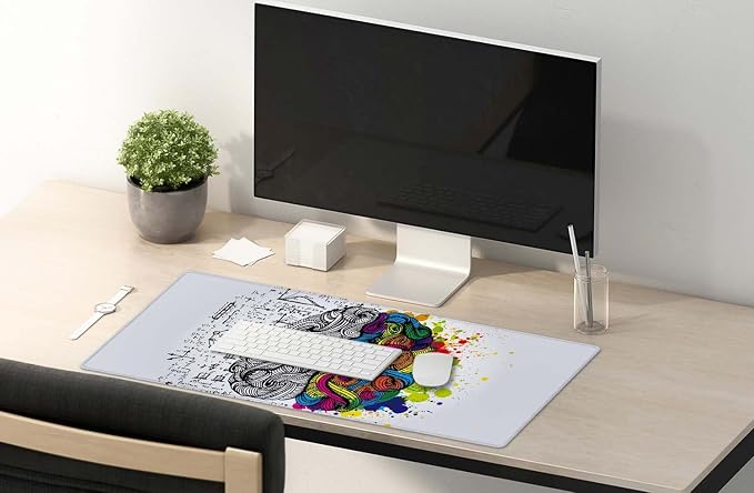 SSOIU Large Mouse Pad, Cute Desk Mat for Desktop, Women Girls Waterproof Gaming Mousepad, Left and Right Brain Computer PC Laptop Protector Writing Pads for School Office Home 35.5" x 15.7"