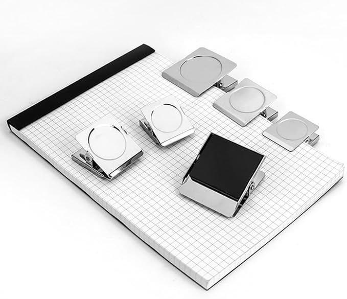 Square Strong Magnetic Clips, 1.2"-16 Pcs, 30 mm, Black, Refrigerator Magnet Clips, Magnets, Office Supplies, Photo Displays