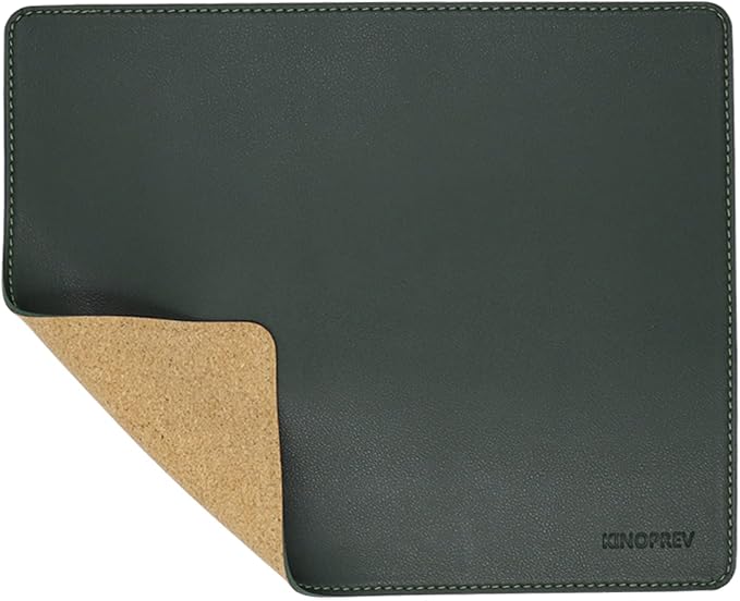 Leather Mouse Pad - Wood Mouse Pads with Stitched Edge,PU Non-Slip Mouse Mat,Double Side Mousepad,Waterproof Gaming Mouse Pad for Desk,Laptop,Office & Home,10.2" x 8.3",1 Pack(Blackish Green)