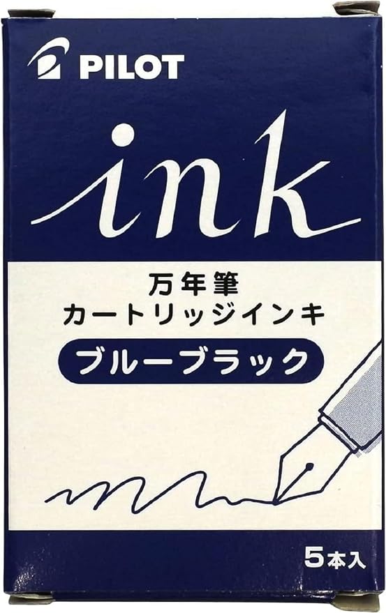 Kakuno Fountain Pen Extra Fine Print Clear Body Ink FKA1SRNCEF with 5 Blue Black Refill and Kanji Love Sticker