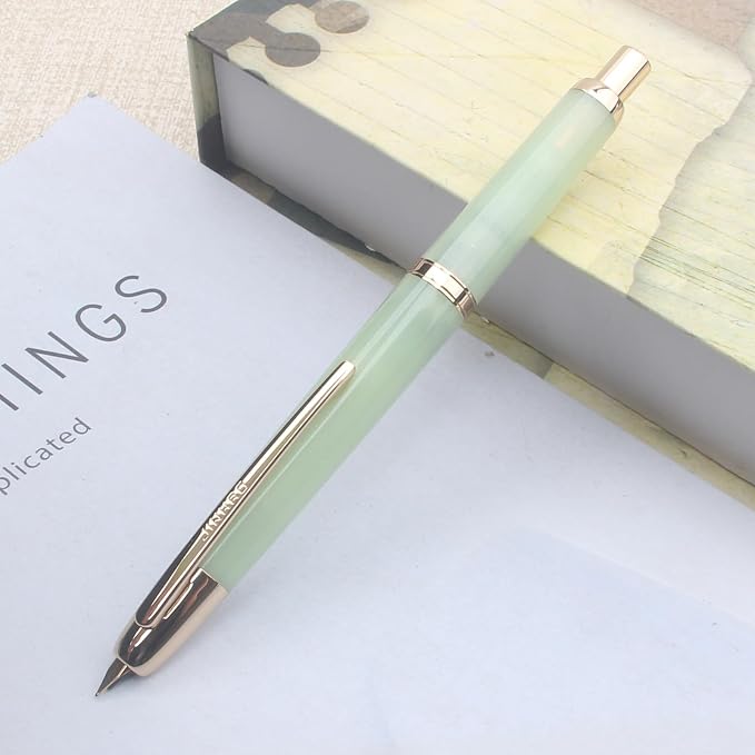 JINHAO 20 Celestial Jade Gold Clip Resin Press Fountain Pen EF Ink Pen With Converter Stationery School Supplies