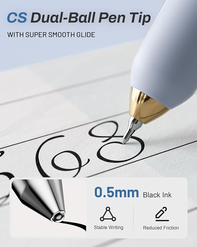 SUNEE Gel Pens, 6 Pack 0.5mm Pens Fine Point Smooth Writing Pens with Quick-Dry Black Ink, Cute Aesthetic School Office Note-Taking Pens for Journaling - Blue