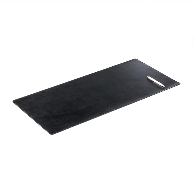 DACASSO Bonded Leather No Core Rollable Desk Mat/Pad - Luxury Leather Desk Blotter for Writing - Executive Desk Surface Protector - (Black, 32” x 15”)