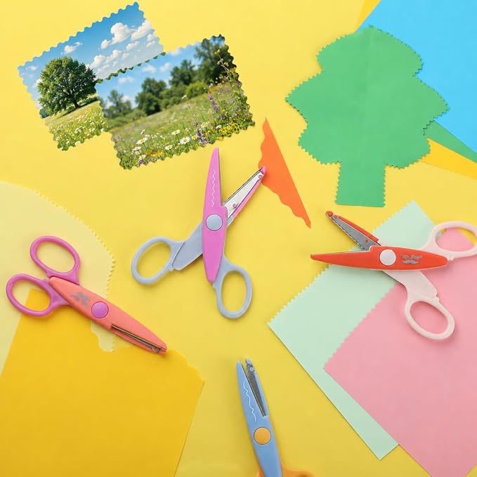 Mr. Pen- Craft Scissors Decorative Edge, 6 Pack, Jewel Colors | Zig Zag Scissors for Crafting, Scrapbooking, Fancy, Pattern, Design