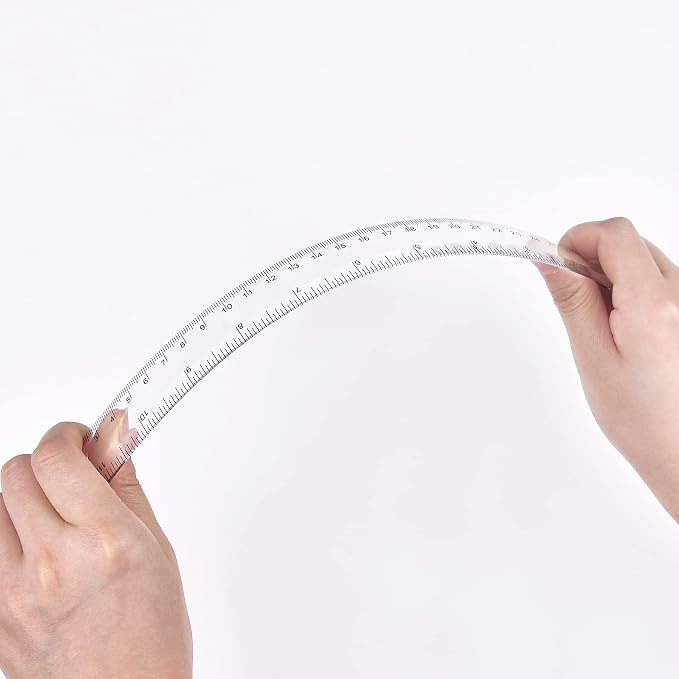 Unjoo Clear Plastic Ruler 12 Inch Straight Rulers, for School, Office, 2pcs | Shatterproof Rulers, with Inches and Centimeters, Easy-to-Read Markings, Plastic Drafting Measuring Ruler