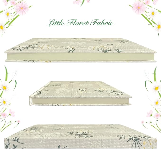 Floral Journal for women, Floret Printed Fabric Cloth Hardcover, A5, 200 Pages, 6x8 Medium Ruled Notebook, Similar Embroidered Linen Journal, Lay Flat Church Notes Notebook, Beige