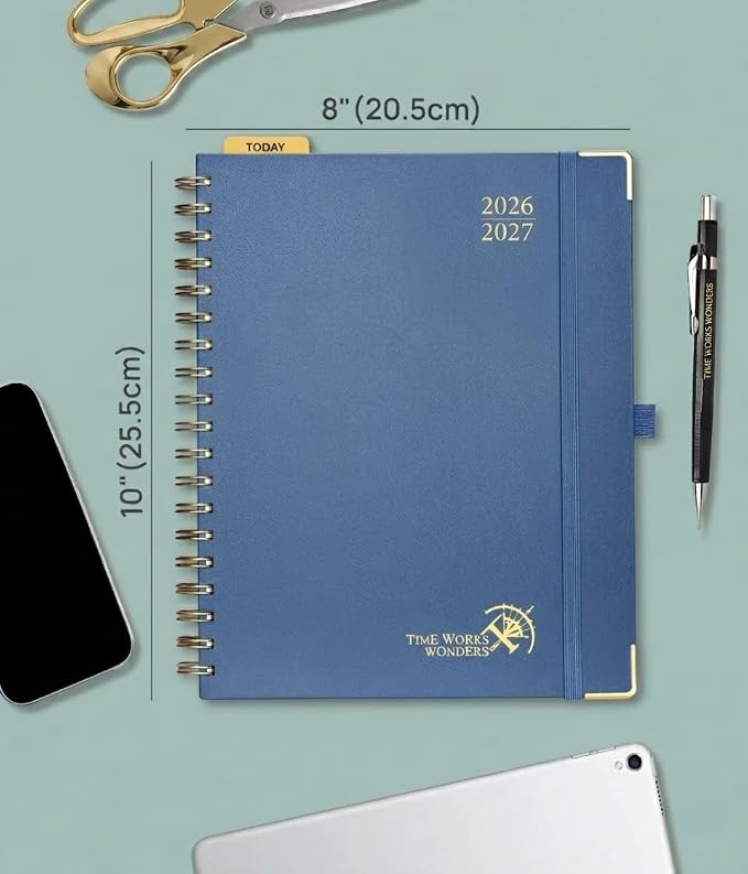 POPRUN 2026-2027 Weekly Planner 10" x 8"Weekly and Monthly Planner Calendar | Jul 2026 - Jun 2027，Daily Agenda Book & Appointment Book with Hourly Schedule, Tabs, Hardcover - Navy Blue