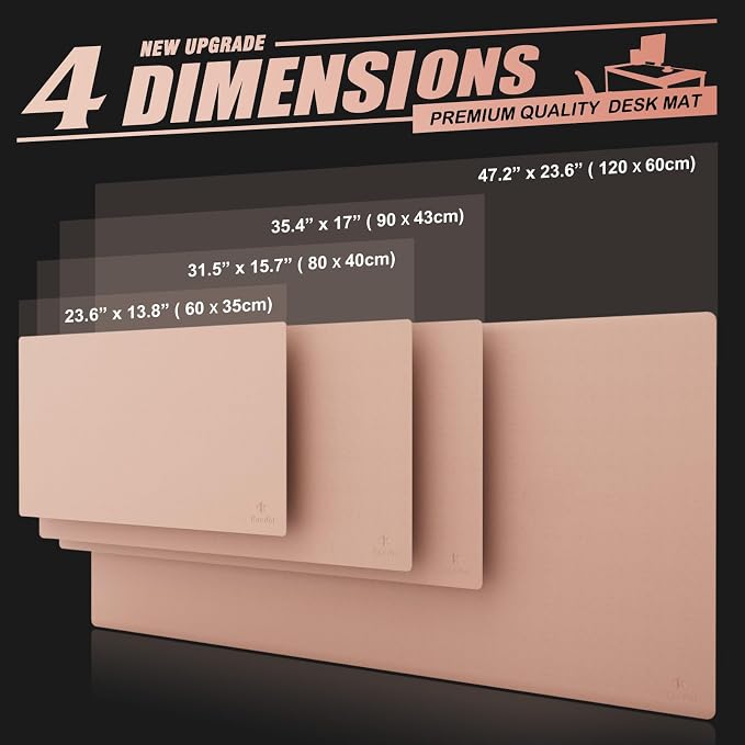 K KNODEL Large Office Desk Mat, Leather Mouse Pad (31.5"x15.7", Pink) | Desk Pad, Keyboard Pad, Computer and Laptop Mat, Desktop Protector and Cover, Writing Pad and Blotter for Home Office