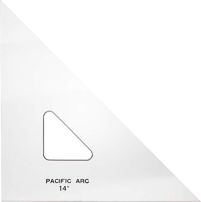 Pacific Arc Drafting Triangle, 14-inch, 45/90 Degrees, Clear Acrylic
