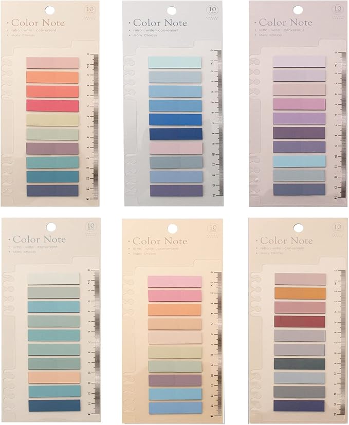 Potanro1200 Pcs Sticky Index Tabs Page Tabs,Sticky Book Tabs, | Colorful Annotation Tabs,Writable Transparent Sticky Notes Page for School Supplies and Office Supplies (6 Sheets)