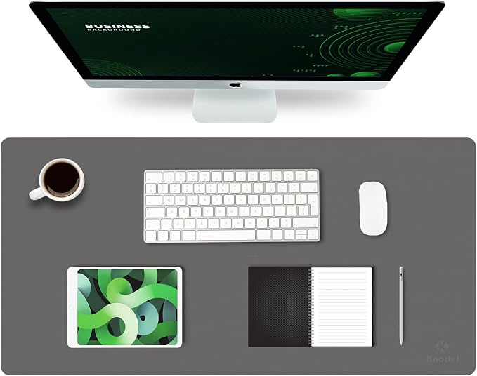 K KNODEL Large Office Desk Mat, Leather Mouse Pad (31.5"x15.7", Dark Gray) | Desk Pad, Keyboard Pad, Computer and Laptop Mat, Desktop Protector and Cover, Writing Pad and Blotter for Home Office