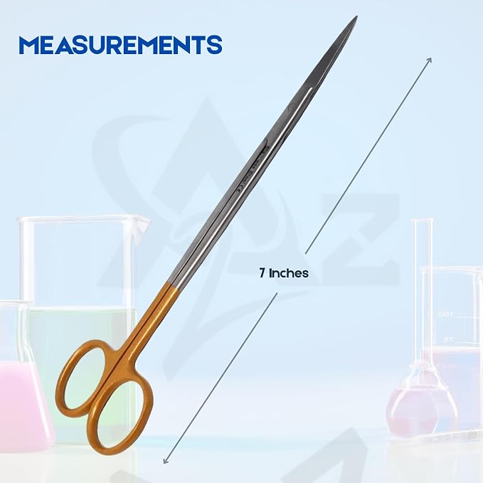 A2Z Iris Micro Tip Scissors 7" Straight, Nurse Essential Shears – Precision Stainless Steel Utility Scissors Suitable for Lab Use, First Aid kits, Training, Crafting, Sewing, Fly Tying & Grooming